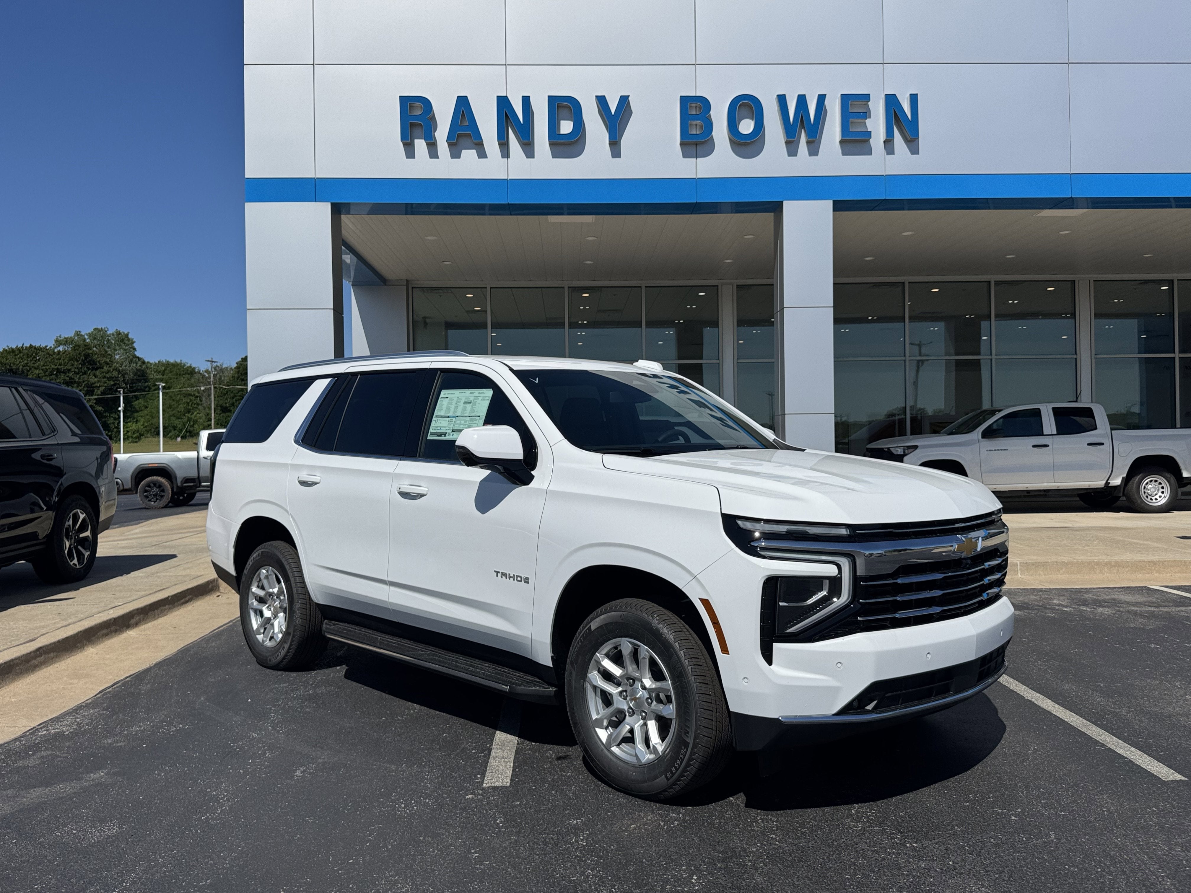 2026 Chevrolet Tahoe LT in Summit White — front three-quarter view